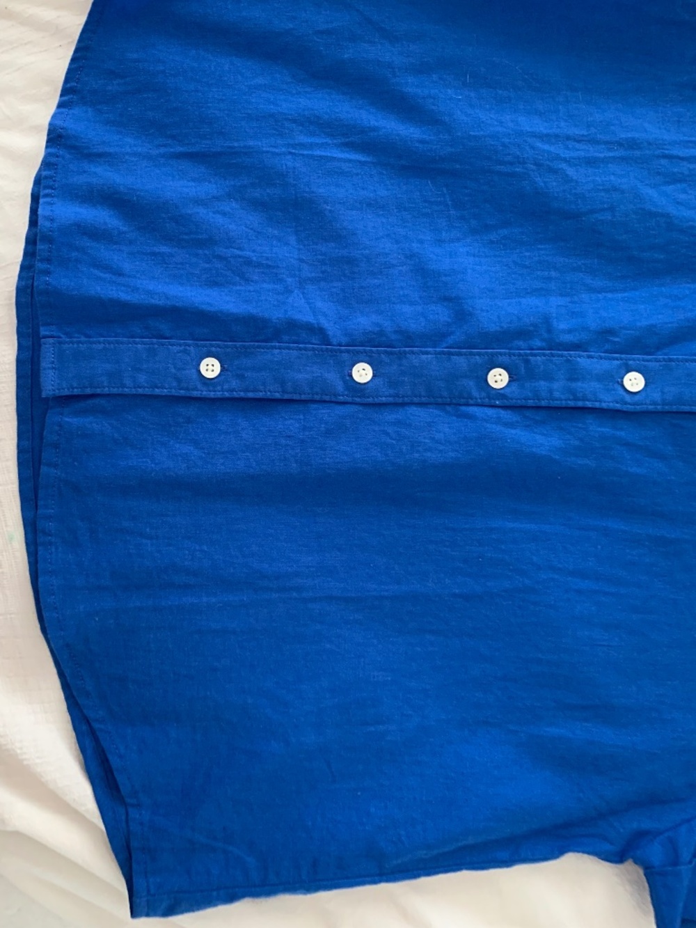 NWT- J.Crew Short-Sleeve Linen Blend Blue Button Down Top, Sz M - Picture 4 of 6